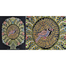 Art from Banni ~ Rogan Art Painting ( 20" X 12" ) - Parrot