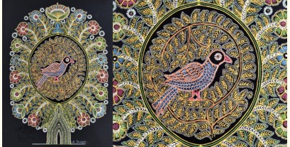 Art from Banni ~ Rogan Art Painting ( 20" X 12" ) - Parrot