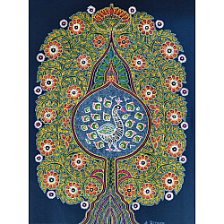 Art from Banni ~ Rogan Art Painting ( 20 x 12 inch ) - Navy Blue