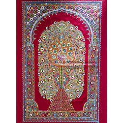 Art from Banni ~ Rogan Art Painting ( 24 x 36 inch ) - Red