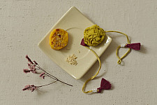 Threads of Tradition | Handmade Fabric Bhai Bhabhi Rakhi Set