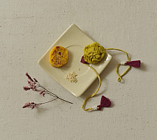 Threads of Tradition | Handmade Fabric Bhai Bhabhi Rakhi Set
