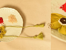 Threads of Tradition ~ Handmade Fabric Bhai Rakhi (Chanderi Fabric) C