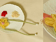 Threads of Tradition ~ Handmade Fabric Bhai Rakhi - Flower Rakhi