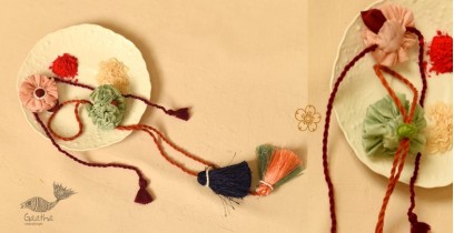 Threads of Tradition | Handmade Fabric Bhai - Bhabhi Rakhi & Lumba Rakhi ( Set of Two )
