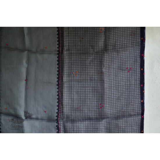 shop grey pink block printed kota silk embroidered Stole 