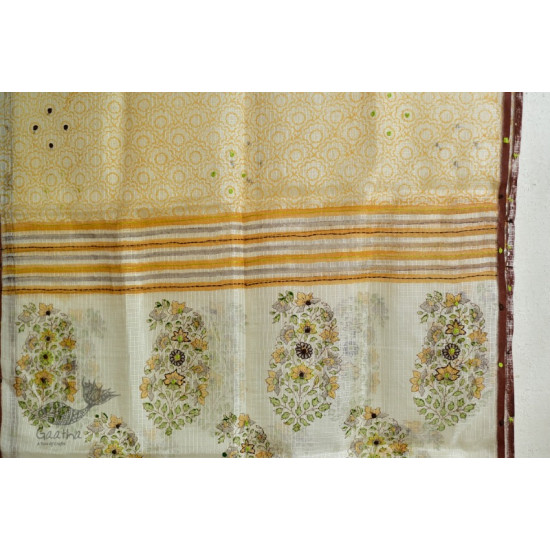 shop block printed kota silk embroidered Stole 