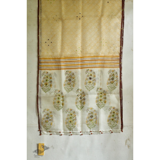 shop block printed kota silk embroidered Stole 