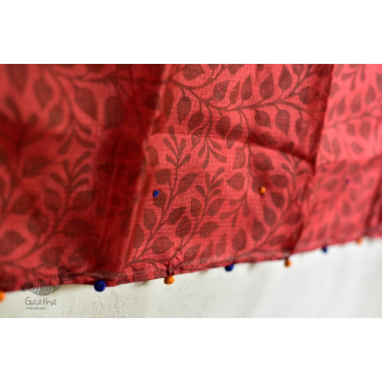 shop block printed kota silk embroidered Stole 