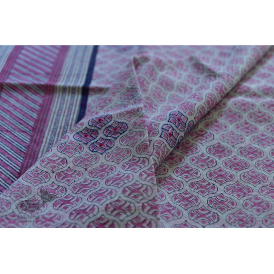 shop online Block printed Kota Doria Cotton Embroidered Saree