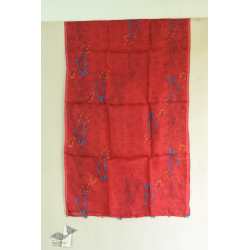 Ittefaq . इत्तफाक | Kota Block Printed Silk Embroidered Stole - Red