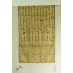 Ittefaq . इत्तफाक | Kota Doria Silk Embroidered Stole - Beige