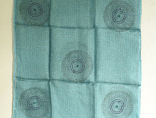 Ittefaq . इत्तफाक | Block Printed Kota Doria Silk Embroidered Stole - Greenish Blue