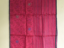 Ittefaq . इत्तफाक | Kota Doria Silk Embroidered Stole with Block Print - Dark Pink