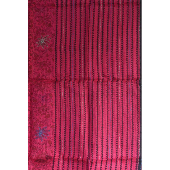 shop Kota Doria Silk Embroidered Stole with Block Print