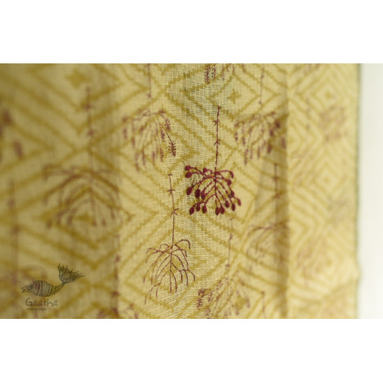 shop Kota Silk Stole Embroidered and Block Printed - Almond Brown