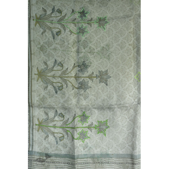 shop Kota Silk Stole Embroidered and Block Printed