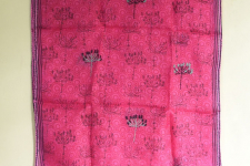 Ittefaq . इत्तफाक | Block Printed Kota Doria Silk Embroidered Stole - Rani Pink