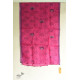 shop Block Printed Kota Doria Silk Embroidered Stole - Rani Pink