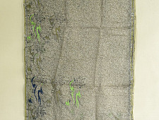 Ittefaq . इत्तफाक | Kota Doria Silk Embroidered Grey Stole with Block Print