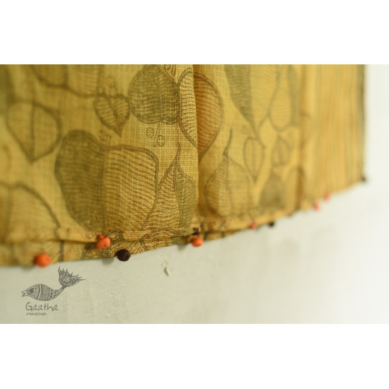 shop Kota Silk Stole Embroidered and Block Printed yellowish brown