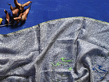 Ittefaq . इत्तफाक | Kota Doria Silk Embroidered Grey Stole with Block Print