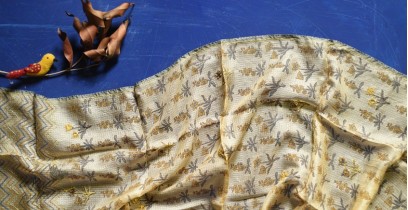Ittefaq . इत्तफाक | Kota Doria Silk Embroidered Stole - Beige