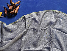 Ittefaq . इत्तफाक | Kota Doria Silk Embroidered Stole - Grey