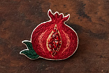 Needle Art ~ Hand Embroidered Jewelry - Pomegranate felt brooch