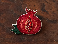 Needle Art ~ Hand Embroidered Jewelry - Pomegranate felt brooch
