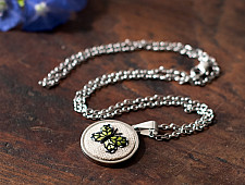 Needle Art ~ Hand Embroidered Jewelry - Butterfly Necklace