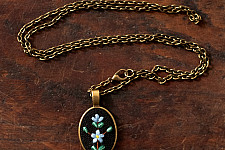 Needle Art ~ Hand Embroidered Jewelry - Floral Twig Necklace