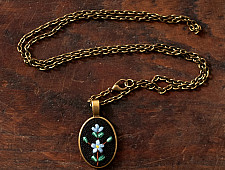 Needle Art ~ Hand Embroidered Jewelry - Floral Twig Necklace