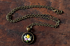 Needle Art ~ Hand Embroidered Jewelry - Bead & Flower Necklace 