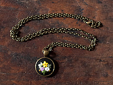 Needle Art ~ Hand Embroidered Jewelry - Bead & Flower Necklace 