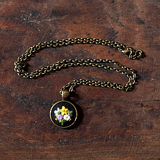 Needle Art ~ Hand Embroidered Jewelry - Bead & Flower Necklace 