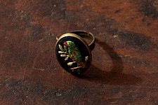 Needle Art ~ Hand Embroidered Jewelry - Parrot Ring