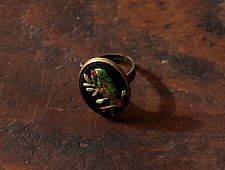 Needle Art ~ Hand Embroidered Jewelry - Parrot Ring