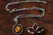 Needle Art ~ Hand Embroidered Jewelry - Honey bee necklace set