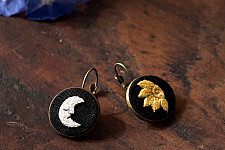 Needle Art ~ Hand Embroidered Jewelry - Sun & Moon Earrings