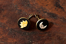 Needle Art ~ Hand Embroidered Jewelry - Sun & Moon Earrings