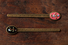 Needle Art ~ Hand Embroidered Jewelry - Floral scale bookmark (Two Color Options Black / Pink)