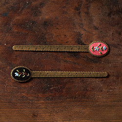 Needle Art ~ Hand Embroidered Jewelry - Floral scale bookmark (Two Color Options Black / Pink)
