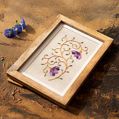 Needle Art ~ Hand Embroidered Frame - Lilac floral flow on felt