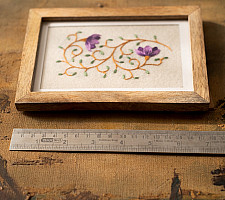 Needle Art ~ Hand Embroidered Frame - Lilac floral flow on felt