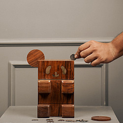Lakdi . लकड़ी ~ Handmade Wooden Piggy Bank ( Two Options Panda / Koala )
