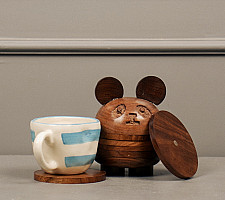Lakdi . लकड़ी ~ Handmade Wooden Coasters ( Two Options Panda / Frog )