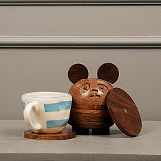 Lakdi . लकड़ी ~ Handmade Wooden Coasters ( Two Options Panda / Frog )