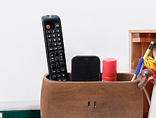 Lakdi . लकड़ी ~ Handmade Wooden Mushroom Tail Pen Stand ( Available in three sizes )