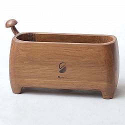 Lakdi . लकड़ी ~ Handmade Wooden Mushroom Tail Pen Stand ( Available in three sizes )